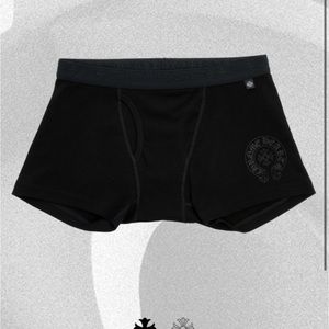 CHROME HEARTS- BLACK COTTON BOXER BRIEF BLACK JACQUARD KNIT ELASTIC WAISTBAND